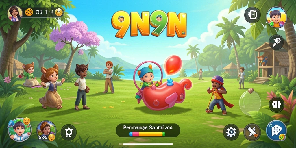 Tampilan gameplay menarik dan penuh warna dari 9N9N.