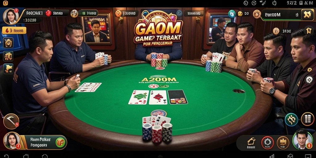 Tampilan Gameplay A200M menampilkan aksi Poker yang mendebarkan.