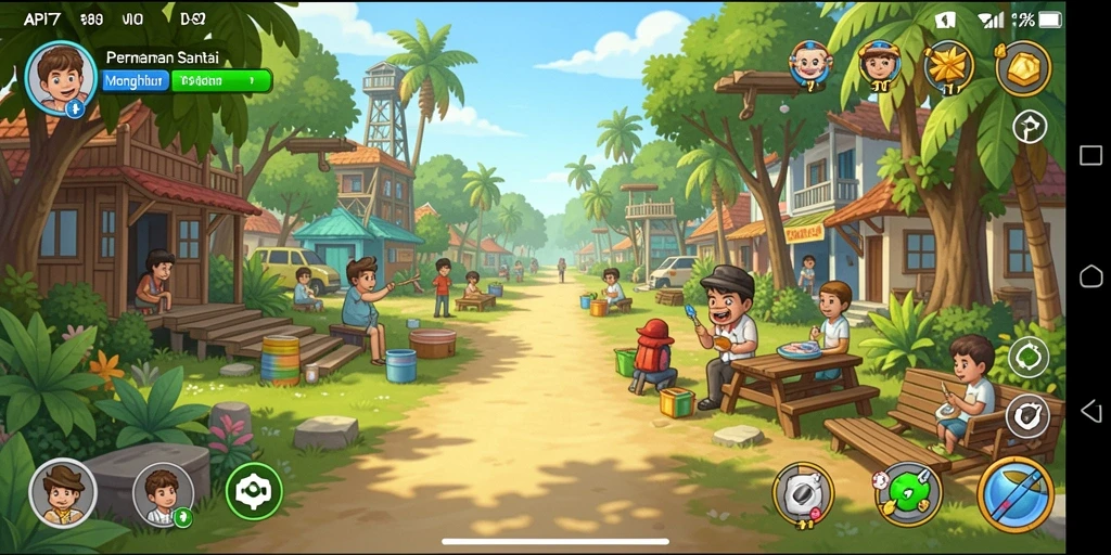 Tangkapan layar API77 menampilkan gameplay yang menyenangkan dan penuh warna.