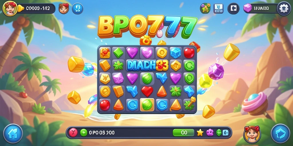 Screenshot gameplay BPO777 yang menunjukkan keseruan mencocokkan item.