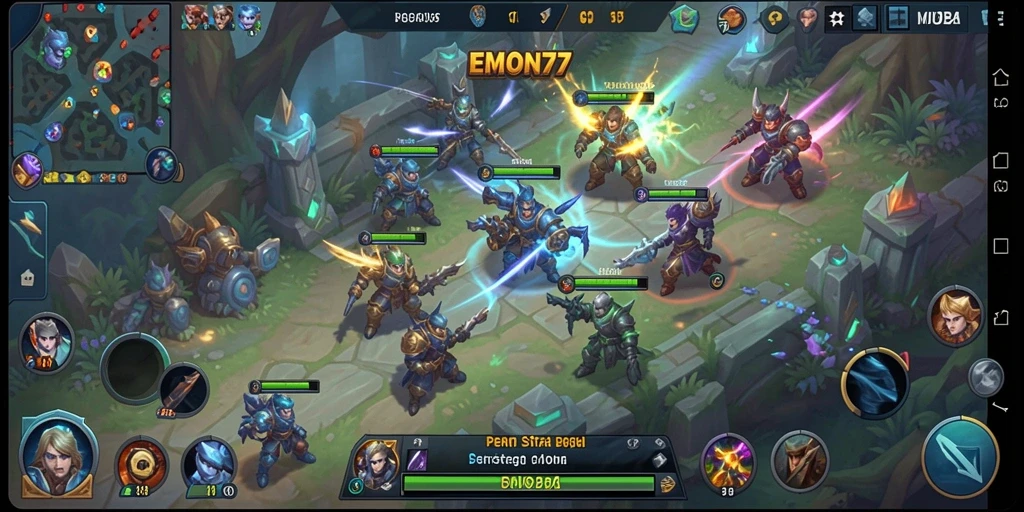 Tampilan gameplay menarik dari EMON77 dengan aksi pertempuran seru.