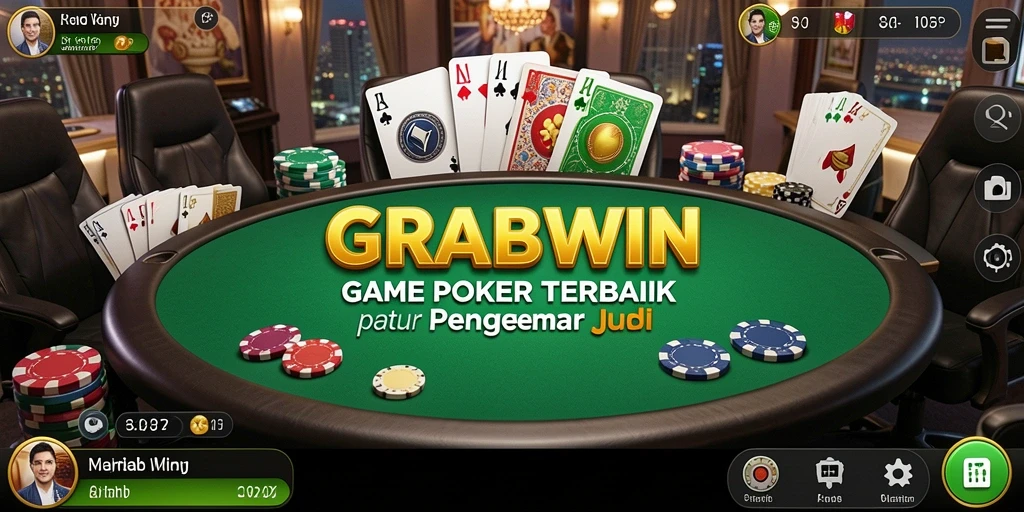 Tampilan gameplay seru di GRABWIN dengan meja poker yang menarik.