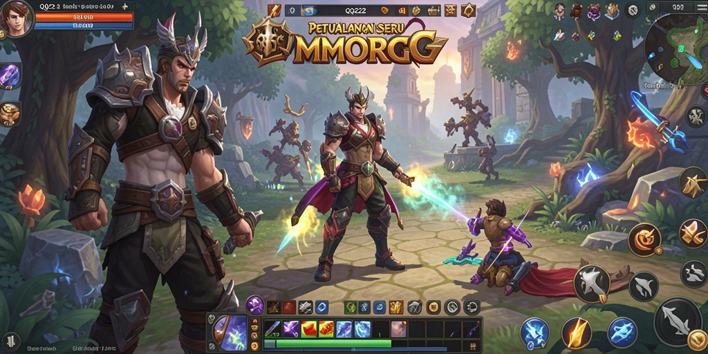 Screenshot QQ222 menampilkan aksi seru dalam pertempuran MMORPG.