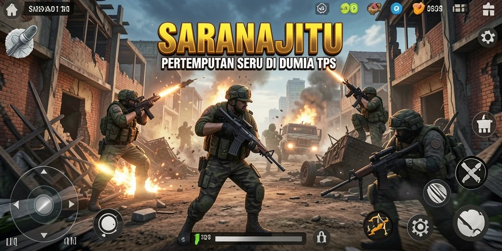 Tampilan gameplay TPS yang mendebarkan di SARANAJITU.