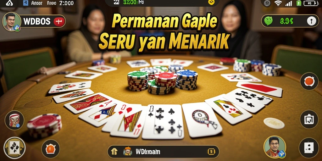 Screenshot utama WDBOS menampilkan gameplay Gaple yang seru.